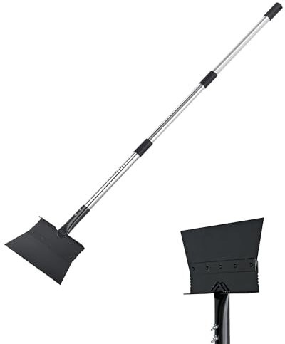 Pelle de jardin multifonction avec poignée amovible de 120 cm, outil de jardin, outil de désherbage, outil de grattoir à mauvaises herbes, long manche, pour allée, terrasse ou zone dallée (noir, 26 cm
