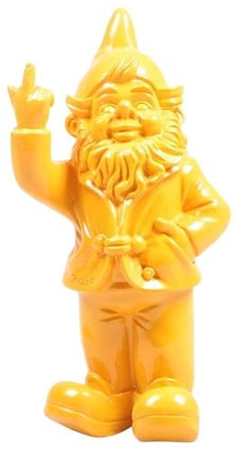 Nain de Jardin en résine Doigt d'honneur 7 x 8 x 20 cm Jaune