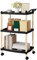 WOLTU Servierwagen 3 Ebenen, Küchenwagen mit Griff Bremsen, Nischenregal auf Rollen, Rollregal für Wohnzimmer Küche Büro, Rollwagen Kunststoff Holz, 52,5x73x33 cm, Schwarz