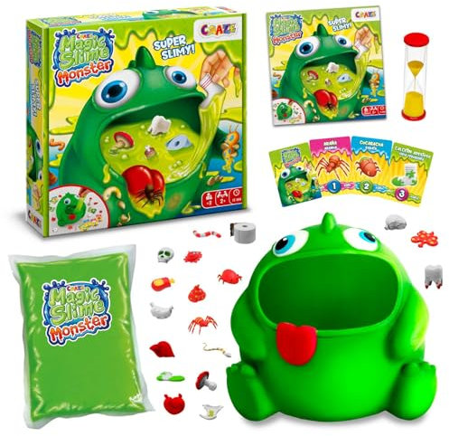 CRAZE Magic Slime Monster - Juego de Mesa Familiar y Educativo para Niños +3 Años | Juego de Habilidad y Cartas para 2+ Jugadores | Partidas Rápidas de 15 Min | Instrucciones en Español y Portugués