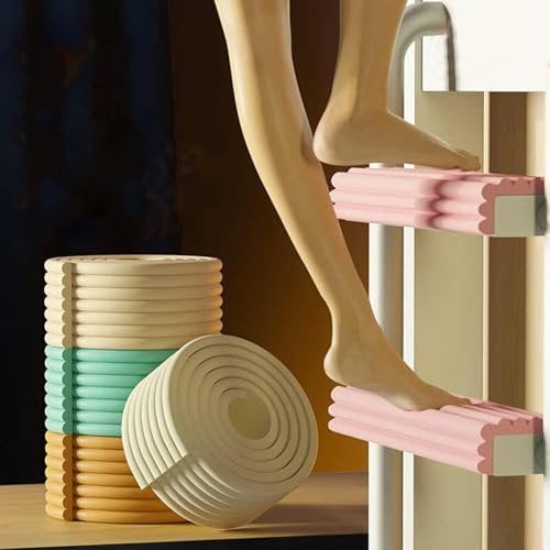 Koncey Schaumstoff-Sicherheitsstreifen Treppe Schritte Anti-Rutsch-Matte Antikollisions-Softtasche Möbel-Eckenschutzstreifen Wandkissen Selbstklebend Polsterpaneel Wand(Blau,80 MM x 500 cm)