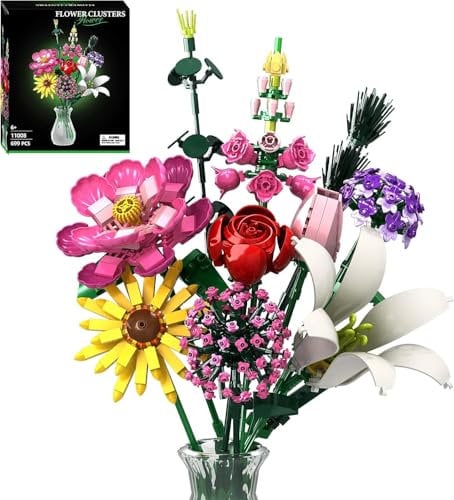 Juego de construcción de Ramo de Flores, colección botánica, Juguete para Oficina, hogar, decoración del hogar, día de San Valentín, cumpleaños, día de l Navidad para él y para Ella,