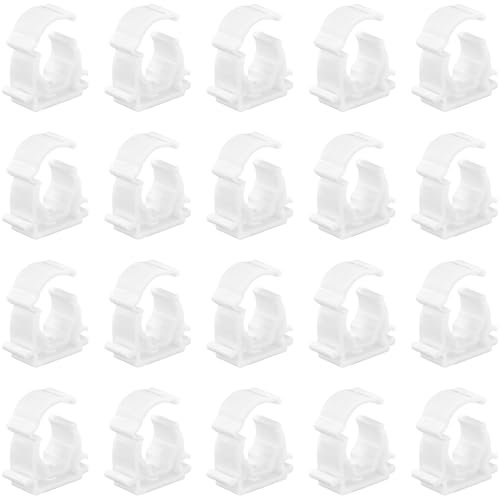 20 PCS White Plastic Water Pipe Clamps,Snap-On Single Tube Clips (16mm Inner Diameter)