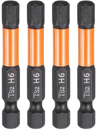 sourcing map 4pcs H6 Hex Head Drill Bit Wrench 6mm Metric Flat Tip 1/4 Hex Shank 50mm (2) Long Magnetic Black Phosphate Hexagonal Screw Driver Socket Industrial Screwdriver Power Bits