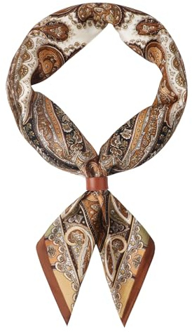Hymeiluely 27.5 Inches Square Silk Feeling Neck Scarf for Men Necktie Silk Bandanas Pocket Square Cowboy Scarves (D-Gold)