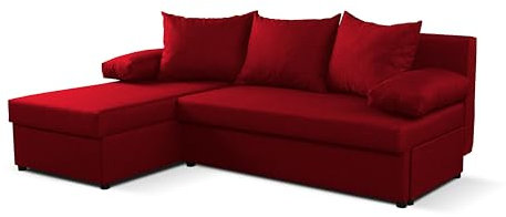 NAWSTOL – Schlafsofa JAN mit Bettfunktion, 2 Bettkästen, Ecksofa, Couch, Soffa, Bettsofa, Couchgarnitur, (Links/rechts), große Farbauswahl (Rot)