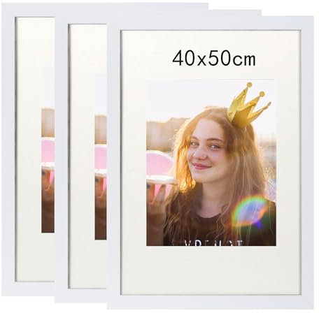 40x50cm Bilderrahmen, Rahmen aus holz,Frame 40x50cm,MDF-Rahmen Wand Bilderrahmen Moderner Fotorahmen,Weiß,Perfekt zum Verschenken