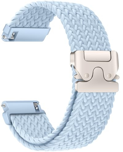 RUIMAYA Geflochtenes Armband Elastisches Verstellbares Uhrenarmband, 22mm Atmungsaktives Sport-Ersatzarmband Geeignet für Smartwatches und Klassische Uhren, Hellblau
