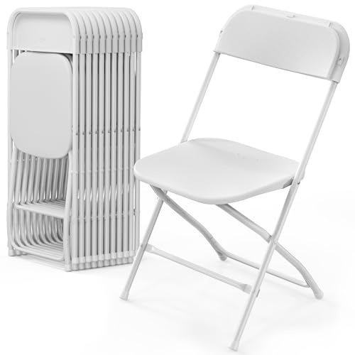Bonnlo Klappstuhl, Stühle 12er Set, Gartenstuhl Klappbar, für Hochzeit Garten Drinnen & Outdoor, Stapelbar, aus Metall & Kunsttoff, bis 159 KG, Weiß