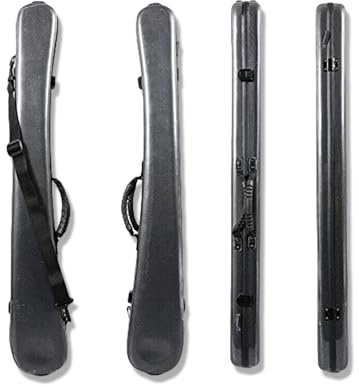 Conboxus Bassbogen-Etui, Karbonfaser, professionell, hart, für Doppel-Bass, Cellobogen, Aufbewahrung für 2 Bögen, 4/4, stoßfest, mit Schultergurt, wasserdicht (schwarz)