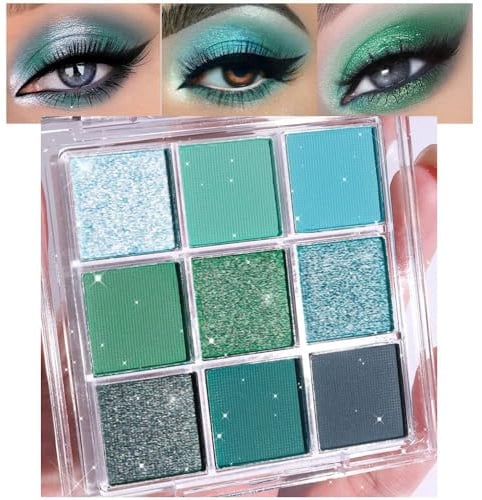 OCHILIMA, palette di ombretti verdi a 9 colori, chiari, luminosi, smeraldo, scuri, blu-verde, glitter, metallici, brillanti, ombretti, palette di ombretti per donne mature, ad alta pigmentazione