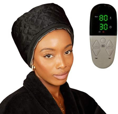 Team Texture Deep Conditioning Heat Hat for All Hair Types - Electric Heating Hat with Adjustable Temperature & Timer, Auto Shut-Off, Even Heat for Afro, Curly, Coily & Dry Hair