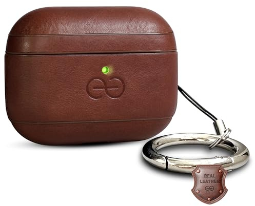 Dreem Real Leather AirPods Pro 3 Case Cover, Keychain Carabiner Clip, for Apple AirPods Pro 3 Case, Leather + Protective Hard Plastic Shell, MagSafe OK, with Reveal Motion Effect [Om:Chestnut]
