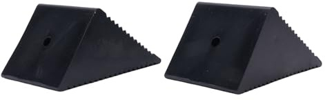 Funien Mini Rubber Wheel Chock Set Securely Stops Tires for ATVs, Riding Lawnmowers 5x3x2-1/2in 2PCS Black Wheel Chock