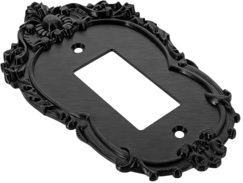 OUNONA Pannello Interruttore Vintage Barocco Nero in Plastica Superficie Intagliata, Protezione Elettrica e Prevenzione Tocchi Accidentali, per Camere e Caffè Gotici