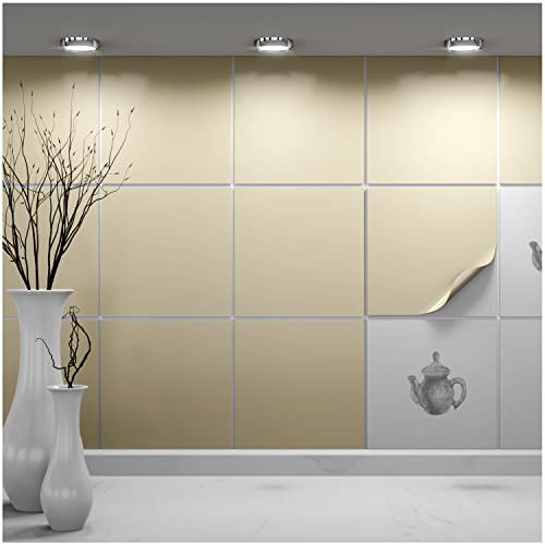 FoLIESEN - Adesivi per piastrelle 20x20 cm | Adesivi murali autoadesivi per bagno e cucina I Resistenti ai graffi e rimovibili | 20 Decalcomania per piastrelle, .:Beige lucido