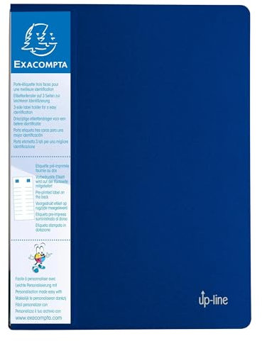 Exacompta - Réf. 88202E - Carton de 20 Protège-documents avec porte étiquette 3 faces Up Line - 20 pochettes - 40 vues - pour A4 - dimensions 24 x 32 cm - couverture en polypro rigide opaque - bleu