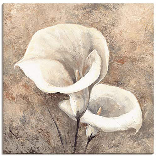 ARTLAND Wanddeko Leinwand Bilder Wandbild 70x70 cm Calla Blumen Blüten Botanik Shabby Chic Landhausstil T4IR