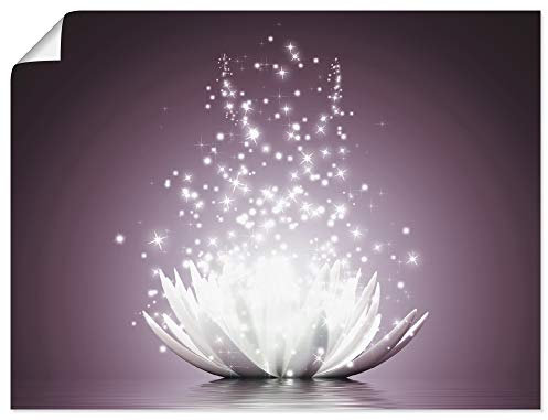ARTLAND Wanddeko Poster & Kunstdrucke Wandposter 60x45 cm Lotusblume Blumen Botanik Blüten Natur Glitzer Seerose Modern Kunst S6CA