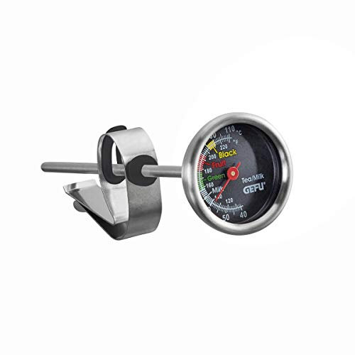 GEFU ge21770 Tee/Milch Thermometer, Edelstahl, Grau, 14,5 x 3,7 x 3,7 cm