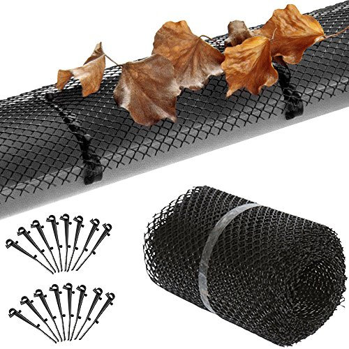 MONZANA® Dachrinnenschutz 6m inkl. 16 Befestigungsclips wetterfest Laubschutz Regenrinne Laubfang zuschneidbar schwarz