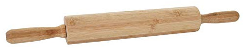 Teigrolle HWC-B71, Nudelholz Wellholz Ausroller Rollholz Teigwalze Teigausroller Holzroller Holzwalze, Bambus 44x5cm