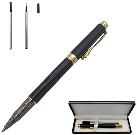 Accod Classic Business Metall-Kugelschreiber Signature Pen Tintenroller Gelschreiber High-End-Geschenkbox mit zwei baren Minen für Büro, Familie und Geschäftspartner (schwarz)