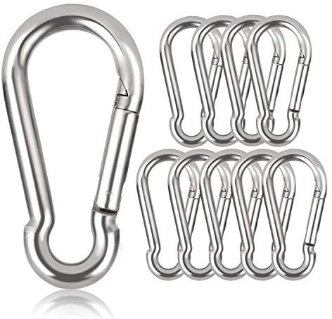 Karabiner Legierter Stahl, Schlüsselanhänger Karabinerhaken 80mm x φ8mm belastbar bis 250 kg Kletterhaken verzinkt (10 Stück)
