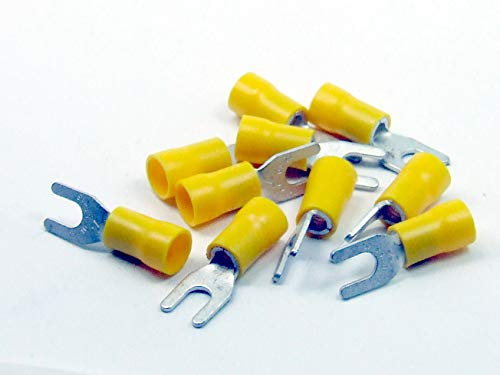 POPESQ® 10 Stk. x Kabelschuhe M4 4-6 mm² Gabel Verzinnt Halbisoliert #A3561