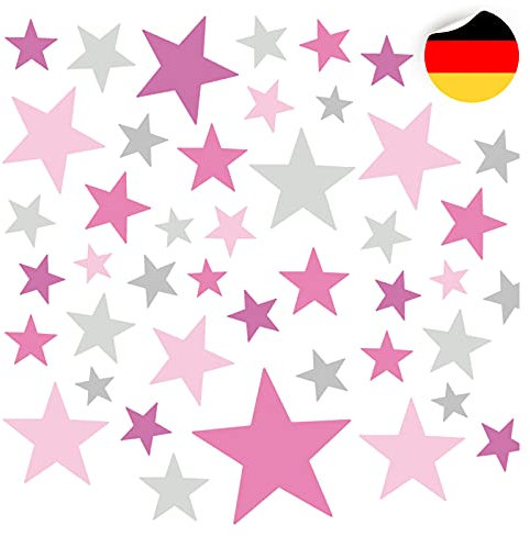 Little Deco 120 Sterne Wandtattoo Kinderzimmer Stars Wandsticker Set Aufkleber Wanddeko Spielzimmer Babyzimmer Kinder Schlafen Pink Rosa Grau DL608
