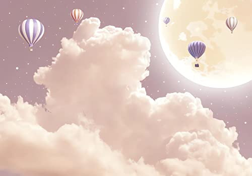 Wesmilewallpaper Papier Peint Panoramique 3D Fond De Chambre Enfants Nuage Lune Étoilée Dessin Animé Tapisserie Murales Papiers Peints Intissé Poster Mural 400X280Cm