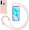 GoodcAcy Funda con Cuerda para Huawei P30 Lite,Carcasa Silicona Líquida Correa Colgante Ajustable Collar Correa de Cuello Cadena Cordón Case para Huawei P30 Lite,Rosa