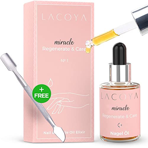 LACOYA® Nagelöl für Finger-, Fußnägel & Nagelhaut - Nagel-Pflege-Öl stärkt & pflegt rissige, brüchige Nägel inkl. Nagelhautschieber - Repair & Protect Cuticle Oil - Nagelhaut-Öl 10ml