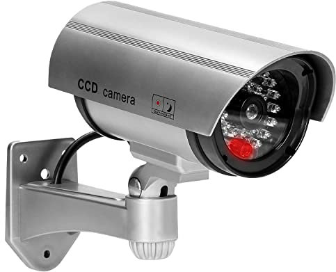 H4L Überwachungskamera CCD Attrappe Silber Kamera Dummy LED Video Security Fake Blinklicht Cam