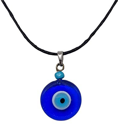 MYSTIC JEWELS Collier Oeil Turc Nazar Bonne chance pour adultes et enfants, 2cm, Cristal… (Bleu Marine)