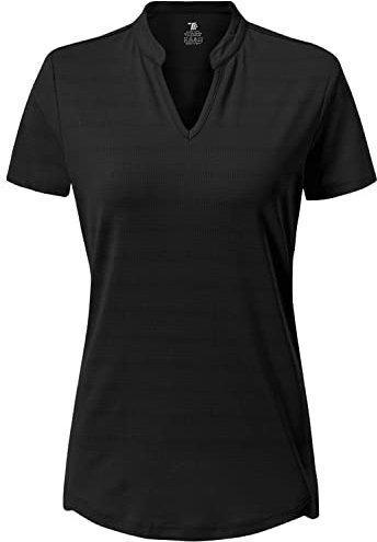 donhobo Damen Kurzarm T-Shirt V-Ausschnitte Casual Tops Sommer Leichte Atmungsaktiv Schnell Trockened Sport Fitness Running Yoga T-Shirts (Schwarz, L)