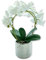 DARO DEKO Kunst-Pflanze Orchidee weiße Blüten 38cm Keramik Topf Silber rund künstliche Phalaenopsis Kunstblume