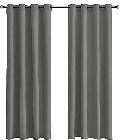 Tenger Home Gardinenschals Verdunkelungsvorhang Gardinen Blickdicht Vorhang Schlafzimmer mit Ösen, 1 Stück (120 x 120 cm, Grau)
