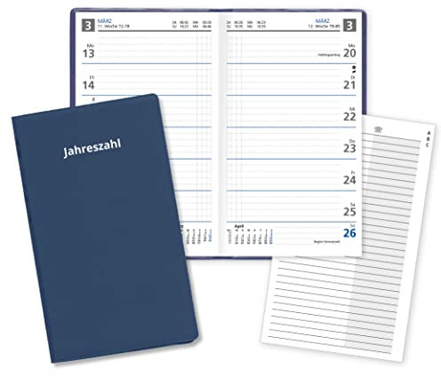 Wochentaschenkalender 2025 Sekunda in Blau mit Adressheft und PVC Einband in Blau Made in Germany