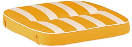 KETTtex EXKLUSIV Auflage Hocker Gelb gestreift I Barhocker Polster 50x50x9cm I KTH3 Sitzauflage weich & robust I atmungsaktive Stuhlauflage I UV-beständiges Sitzkissen I Dessin 8586