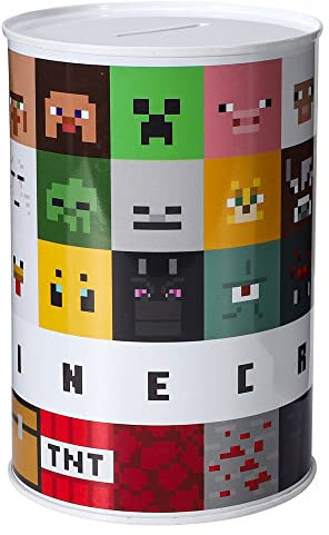 Stor Minecraft Kids Money Piggy Bank Coin Saving Cash Tin Metal Box Boys Girls