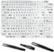 2 Pcs English Replacement Non Transparent BLACK Stickers with White Letters（Matte），Suitable for any Standard Keyboard,Laptop Keyboard,Apple Keys, With two Tweezers and Cleaning Brush
