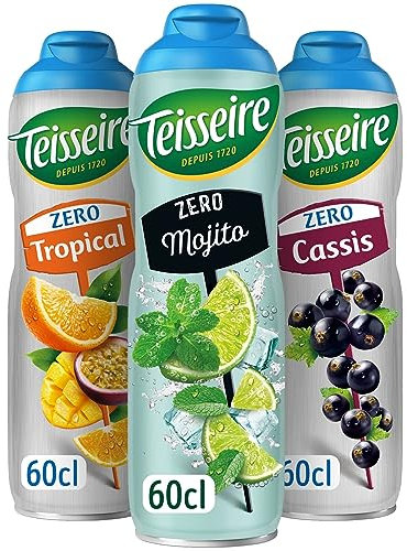 3 jarabes sin azúcar Mojito, Grosella negra, Tropical 3X0.6L