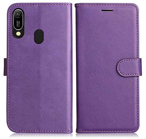 DENDICO Coque Huawei Y6 2019 / Honor 8A Premium Portefeuille PU Étui en PU Cuir Flip Livre TPU Bumper Case pour Huawei Y6 2019 / Honor 8A Violet