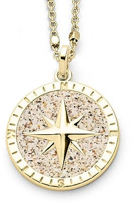 DUR Schmuck: Anhänger Kompassrose 2.0 mit Strandsand, vergoldet, P4335