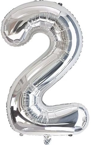 Vthoviwa 40 Zoll/18 Farbens Luftballon Zahlen 2 Silbrig, Luftballon 2. Geburtstag Foil Ballon, 0123456789,10-19,20-25,30,40,50,60,70,80,90, Folienballon 2 Party Dekoration Helium Unterstützen