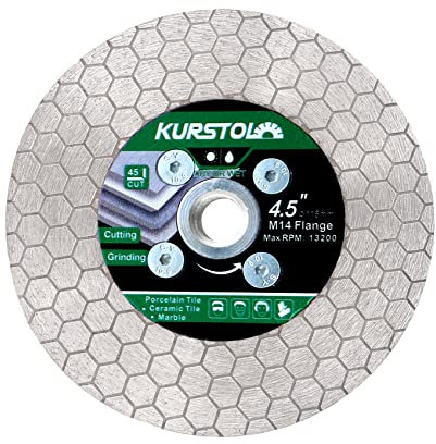 KURSTOL Disco Diamantato - Lama diamantata per taglio abrasivo 115mm X M14 Arbor mola in granito per smussare modellare gres porcellanato piastrelle ceramica granito cemento