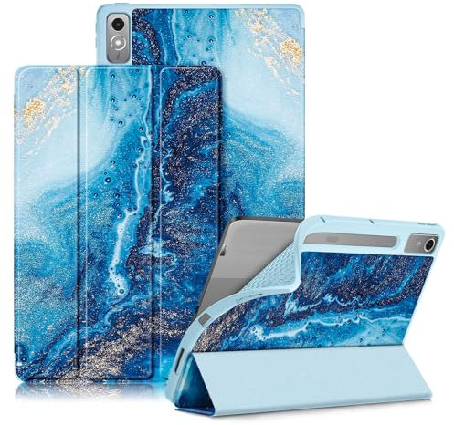 DINGGUAGUA Coque Etui Housse de Protection pour Lenovo Tab P12 12.7 Pouces Tablette sorti en 2023 Souple en TPU Case Cover Housse Fonction Stand et Sommeil/Réveil Automatiquee,Les Vagues