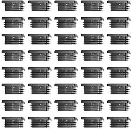 20mm x 20mm Black Plastic Plugs, Black Square Tube Covers, Inner End Caps for Chairs Desks Tables Foot Furniture Pipe, 40 Pcs