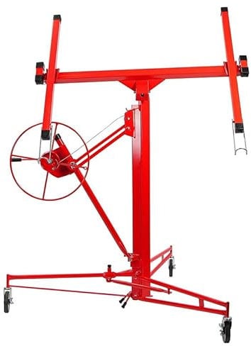Warmiehomy 11FT Heavy Duty Drywall Lift Plaster board lifter Panel Hoist Jack Tool Lifter Construction Tool Red